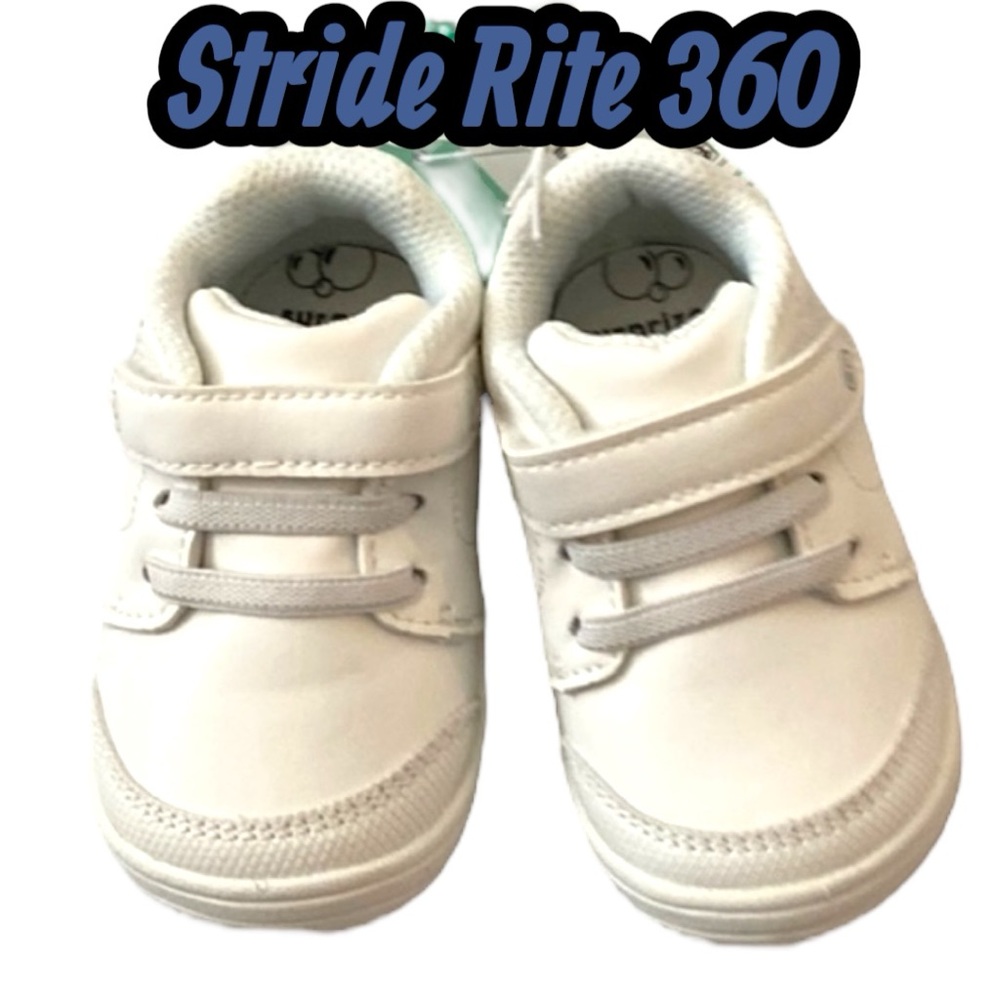 💥 StrideRite Preowned 360 White Sneakers Velcro Straps & Flexible Sole Baby SZ:3